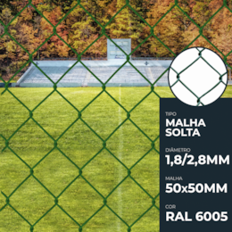 Rede Malha Solta Plastificada Malha 50 1,8/2,8MM Verde RAL6005