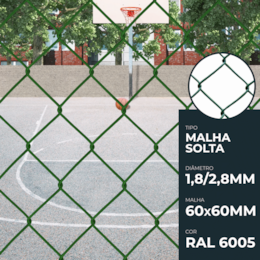 Rede Malha Solta Plastificada Malha 60 1,8/2,8MM Verde RAL6005