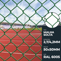 Rede Malha Solta Plastificada Malha 50 2,7/4,2MM Verde RAL6005