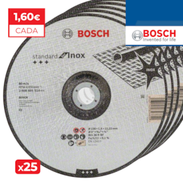 Disco Côncavo Corte Bosch Standard p/ Inox 230MMx1.9MM - 25UNI (2608601514)