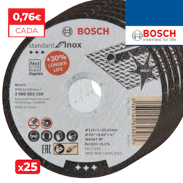 Disco Bosch Corte Rápido Standard p/ Inox 115MMx1MM - 25UNI (2608603169)