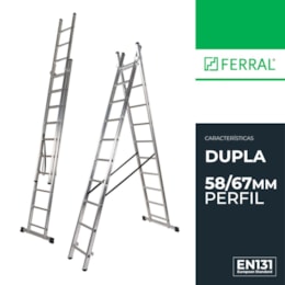 Escada Alumínio Ferral Classik Dupla - 2x12 Degraus