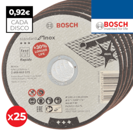 Disco Bosch Corte Rápido Standard p/ Inox 125MMx1MM - 25UNI (2608603171)