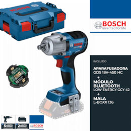 Aparafusadora Impacto Bosch Profissional GDS 18V-450 HC + Mala (06019K4001)