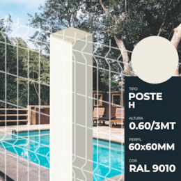 Poste Metálico H Plastificado 60x60MM - Branco RAL9010