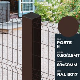 Poste Metálico H Plastificado 60x60MM - Castanho RAL8017