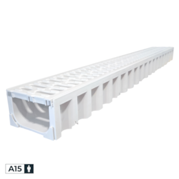 Canal c/ Grelha PVC Cinza Claro/Branco - 1000x130x80MM
