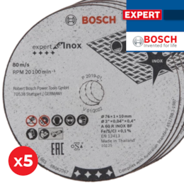 Disco Corte Bosch Expert p/ Inox 76MMx1MM   - 5UNI (2608601520)