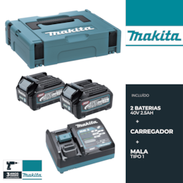 2 Baterias Makita 40V 2.5Ah + Carregador + Mala