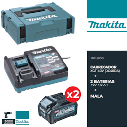 Kit 2 Baterias Makita 40V 4.0Ah +  Carregador DC40RA + Mala