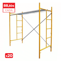 Andaime 40MM 2,15MT + 2 Laterais + Cruzeta + Travessa + Prancha Galvanizada 30CM - 20UNI