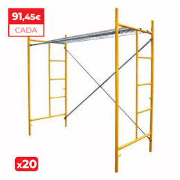 Andaime 40MM 2,15MT + 2 Laterais + Cruzeta + Travessa + Prancha Galvanizada 40CM - 20UNI