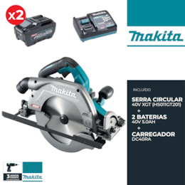 Kit Makita Serra Circular 270MM (HS011GT201) + 2 Baterias 40V 5.0Ah + Carregador