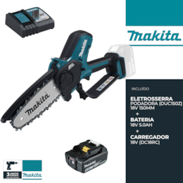 Eletrosserra Podadora Makita c/ Lâmina 18V 150MM (DUC150Z) + Bateria 18V 5.0Ah + Carregador