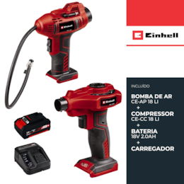 Kit Einhell Bomba de Ar CE-AP 18 Li + Compressor CE-CC 18 Li + Bateria 18V 2.0Ah + Carregador