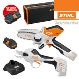 Kit Stihl Eletrosserra Podadora GTA 26 10CM 1/4' + Tesoura Poda Asa 20.0 + Bateria AS 2 2.6Ah + Carregador + Mala + OFERTA Bateria AS 2