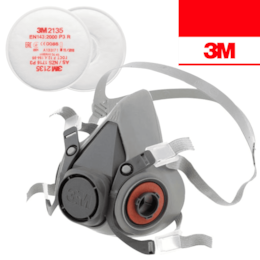 Máscara de Proteção 3M Semi Facial Reutilizável 6200 + Filtro Partículas 2135 P3 R
