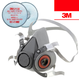 Máscara de Proteção 3M Semi Facial Reutilizável 6200 + Filtro Partículas, Vapores e Gases 2138 P3 R