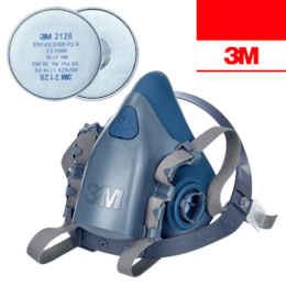 Máscara de Proteção 3M Semi Facial Reutilizável 7502 + Filtro Partículas, Vapores e Gases 2128 P2 R