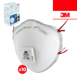 Máscara de Proteção Partículas 3M 8833 c/ Válvula FFP3 - 10UNI