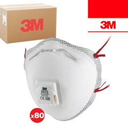 Máscara de Proteção Partículas 3M 8833 c/ Válvula FFP3 - 80UNI