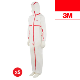 Fato Macaco Branco 3M 4565 Descartável Tipo 4/5/6 - 5UNI