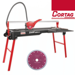 Cortador de Cerâmica Elétrico Cortag Zapp 200-1250 G2 + Disco Diamante Turbo DuroKort