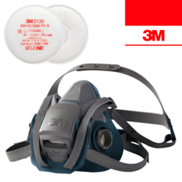 Máscara de Proteção 3M Semi Facial Reutilizável 6500QL + Filtro Partículas 2135 P3 R