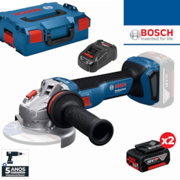Rebarbadora Bosch GWS 18V-11 125MM + 2 Baterias 18V 5.0Ah + Carregador + Mala (06019N4103)
