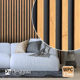 Painel Ripado WPC Designia Carvalho Âmbar/Preto 2900x166x23MM - 7.68M² 