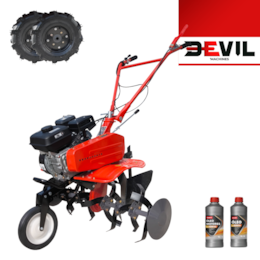 Motoenxada a Gasolina SG610B Devil'Machines c/ Correia 7HP + Óleo 10W40 p/ Motor 4T 1LT + Óleo 80W90 t/ Valvulina 1LT