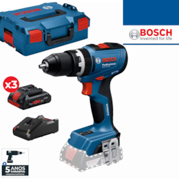 Aparafusadora Bosch Profissional GSB 18V-65 + 3 Baterias ProCore 18V 4.0AH + Carregador + Mala (06019N3308)