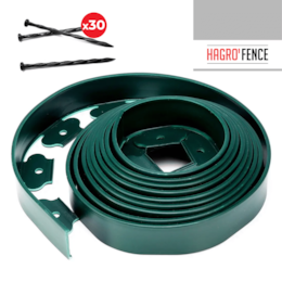 Separador de Relva Tipo L c/ Fixação 50MMx10MT Verde + 30 Pregos