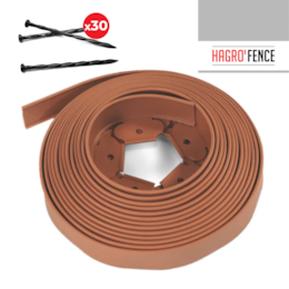 Separador de Relva Tipo L c/ Fixação 50MMx10MT Castanho + 30 Pregos