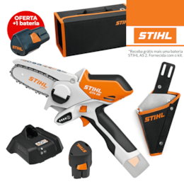 Eletrosserra Podadora Stihl GTA 26 10CM 1/4' + Bateria AS 2 2.6Ah + Carregador + Mala + Bolsa + OFERTA Bateria AS 2