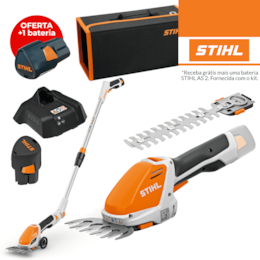 Aparador Stihl HSA 26 12/20CM + Cabo Telescópico 1.1MT + Bateria AS 2 2.6Ah + Carregador + Mala + OFERTA Bateria AS 2