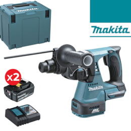 Martelo Perfurador Makita 18V (DHR242RTJ) + 2 Baterias 18V 5.0Ah + Carregador + Mala