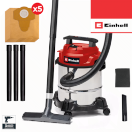 Aspirador Einhell p/ Sólidos e Líquidos TC-VC 1812/1 S 12LT + 5 Sacos Papel 38MM 12LT