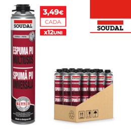 Espuma Poliuretano Soudal Multiusos Universal p/ Pistola 750ML - 12UNI